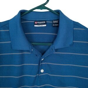 Ralph Lauren Chaps Golf Polo Shirt Mens XL Blue Striped Stay-Dry Performance